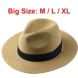 Over Size Straw Paper Sun Hat for Men Big Head Panama Hats Male Outdoor Fishing Beach Foldable Jazz Top Hat Sunscreen Hats 240322