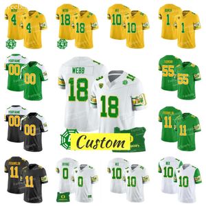 Oregon Ducks Custom Jersey Honor Spencer Webb Трой Франклин Сэм Таймани Маркиз Ирвинг Бурч Бо Никс 10 Герберт Новый зеленый желтый футбольный колледж