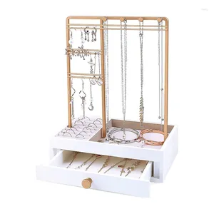 Storage Boxes Tabletop Necklace Rings Bracelets Jewelry Holder Stand Display Organizer White Stands