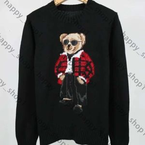 RL Designer mulheres malhas urso suéter de pólover bordado de bordado de malha de malha de malha de manga longa algodão de lã estampada casual MeniSex Men Hoodie 708