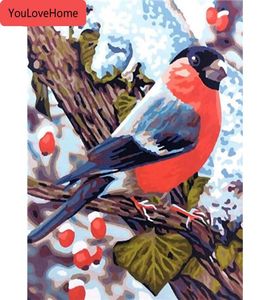 Ölgemälde nach Zahlen Vogel Tier Kits Zeichnen von Leinwand handbemalten DIY -Bildern Kunst Schönes Malmal