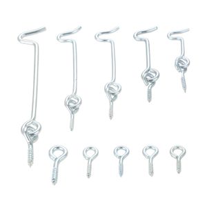 10Pcs 1.5/2/2/2.5/3/4 Inches Cabin Hook Eye Latch Lock Gate Door Swivel Sliding Barn Window Door Hook with Mounting Screws Metal