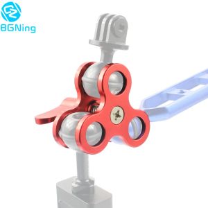 Accessories Upgrade Clamp 3Hole Aluminum Triple Butterfly Clip Diving Light Arm Ball Head Mount Adapter for Action Camera Flashlight Tripod