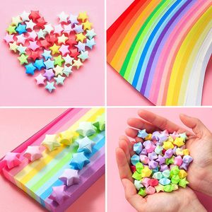 300PCS Origami Gwiazdy Wykończony produkt Dwustronna Lucky Kolorowa gwiazda 3 kolory Origami Paper Paper Stars na Wedding Party Home Decor