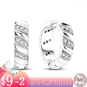 Hoop Earrings 2024 Korea Small Filled For Teens Women Girl Spiral Twist Silver Color Wedding Jewelry Earring Gift