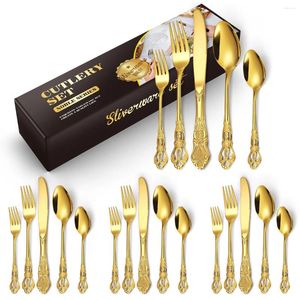 Dinnerware Sets Royal Stainless Steel Cutlery Set 20/40 Piece For Home Use Vintage Embossed European Western Dinner Knife Fork And Spoon