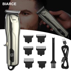 Clippers BIARCE Hair Clipper Professional Electric Rechargeable Hair Trimmer Machine Men Electric Shaver Barber Cutting Machine USB Gold