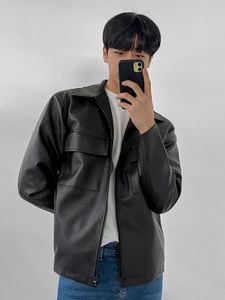 Solid Men's Color Casual Leather Jacket Stora fickor Personlighet Design 2022 Ny koreansk stil Slim Fashionable Top 2A1832