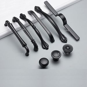 Cupboard Cabinet Pull Zinc Alloy U Type Black Modern Kitchen Drawer Knob Dresser Closet Handle Sliding door Hardware