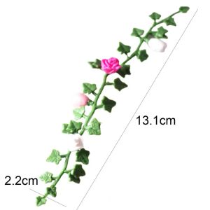 1/3st Dollhouse DIY Miniatura Roses Doll House Miniature Flower Vine 13cm Flower Handgutad lera Färgglada klättring Rose Wattle