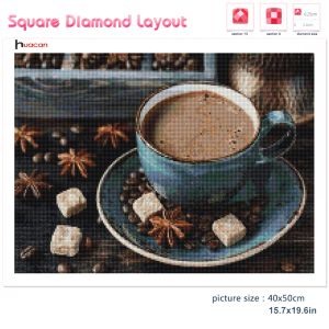 Huacan Diamond Borderyer Mosaic Coffee Cup Decor Home Square/Round Diamond Painting Coffee Beans Wall Stickers