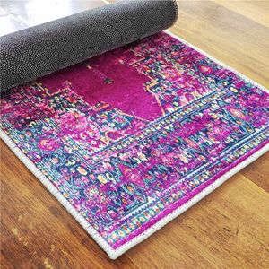 Bohemia Ethnic Style Rose Red Kitchen Mat Set Geometric Print Boho Area Rug Bedroom Decor Long Bedside Mat Carpet Entrance Door