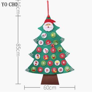 Felt Advent Calendar Fabric Christmas Hanging Pendant Santa Claus Ornaments Fill 24 Fillable DIY Advent Calendar Home Xmas Decor