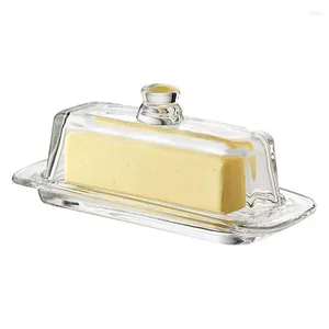 Piatti piatti di burro vassoio classico design a due passi con crema di crema di coperchio trasparente trasparente che serve utensile tradizionale