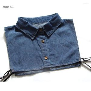 Bow Ties Unisex Washed Cotton False Fake Collar Button Down Detachable Lapel Half Shirt Blouse Sweater Decorative Dickey