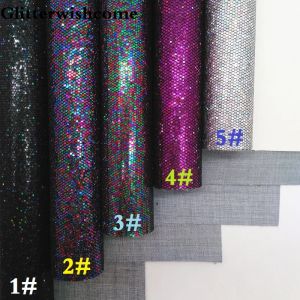 Glitterwishcome 21X29CM A4 Size Vinyl For Bows Laser Star Mesh Glitter Leather fabric Vinyl for Bows, GM3191A