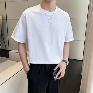 Herren -T -Shirts Hemd.Baumwollweiche glatte Schwergewichts -T -Shirt Korean Fashion Plain Clothing