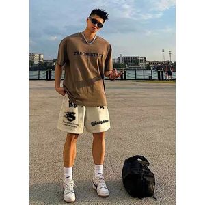 designer fashion ins casual handsome personality basketball shorts hipster men European and American style loose everything with five points sweatpants