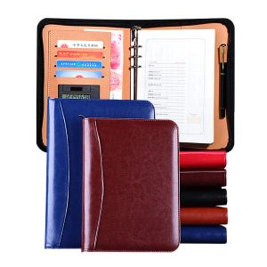 Padfolio A6/A5/B5 Pasta Padolio Diário Notebook e calculadora de diário Binder Binder Spiral Book Business Zipper Bag Line Manual