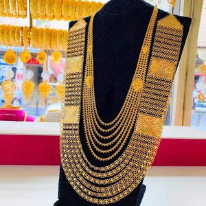 Gold plattierte muslimische Dubai Big Halskette für Frauen handgefertigte Schmuck türkische Braut Halsketten hochwertige Ehe Geschenke 240410