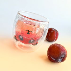 かわいい動物のダブルウォールコーヒーマグエスプレッソカプレッソラテラテアメリカンミルクティー飲料断熱透明なガラスカップに最適