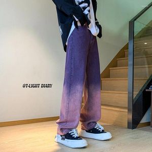 Men's Jeans Fashion Tide Purple Baggy Men Boyfriend Low Waist Gradient Washed Y2k Jean Pants Mopping Straight Denim Trousers 5XL-M