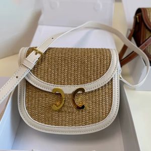 Дизайнерская седельная сумка для женщин соломенная сумка для плеча модные повседневные сумки ротанга