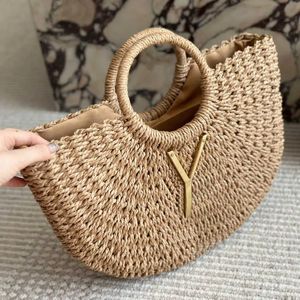 Designer Beach Bag Fashion Raffias Straw Shoulder Bags Large Luxury Handbag Women Icare Maxi 3 Color Luxuries Top Quality Genuine Leather Tote With Metal Letter