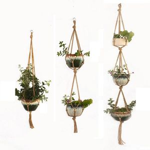 DHL inomhus utomhusväxthängare hängande planterpotthållare blomma korgpotthängare rep för hembalkong dekoration 123 TI1045942