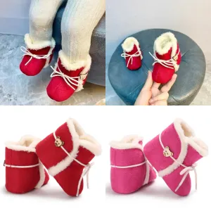Сапоги осенние и зимние дети 01 -летняя новорожденная мягкая подошва для девочек для девочек теплые и плюшевые снежные ботинки
