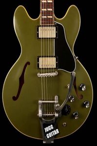 Custom Shop 1964 ES345 Neuausgabe Olive Drab Green 2018 Semi Hollowbody E -Gitarre Bigs Tremolo Tailrope Varitone Knob Nicke1622583