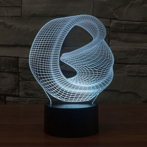 왜곡 된 우주 3D 초록 비전 놀라운 세상 착시 3D 효과 7 색상 변경 터치 봇튼 LED 조명 테이블 램프 나이트 LIG240S