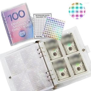 100 günlük zarf meydan okuma kiti toka sabitleme para tasarrufu Bütçe Planlayıcısı Glitter Binder