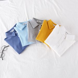 3-11y Kids Polo Shirts Spring Autumn Boys And Girls Tops Tees Long Sleeve Solid Color Fashoin Breathable Children Clothes H5