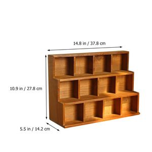 Box Storage Shadow Rack Display Shelf träarrangör hyllor Desktop Curio Wood Desk Bamboo Frame Toys Figur Montera vägg