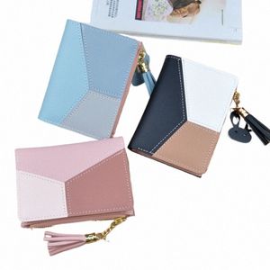 Ny ankomst plånbok korta kvinnliga plånböcker blixtnedgången lapptäcke fi panelerade plånböcker trendiga myntväskor korthållare läder r5vc#