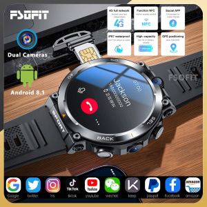 Смотреть 4G сеть двойной камеры Smart Watch 1.39inch GPS WiFi SIM NFC Rugged 64GROM Google Play IP67 Android Men Women Smart Wwatch