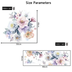 Watercolor Flowers Wall Stickers For Living Room Bedroom Sofa Bedside Background Self-adhesive Vinyl Decal Mural Home Art Decor