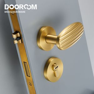 Dooroom Brass Door Lock Lever Set Personalized Modern Black Gold Interior Room&Bathroom Door Lock Dummy Split Handle Knob