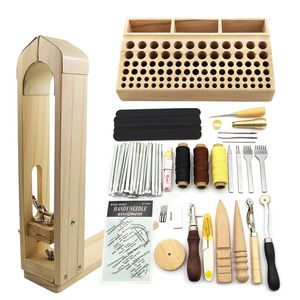 QJH Professional Leather Craft Tools Kit Hand Sewing Stitching Punch Carving Work Saddle Set Accessories DIY Tool Set