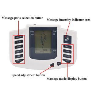 Elektrisk muskelstimulator Kroppsbantningsterapi Massager Massage Puls TENS Akupunktur Hälsovård Maskin +tofflor +16pads