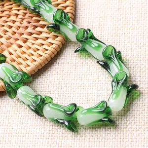 10Pcs Vegetable Cute Chinese Cabbage Handmade Lampwork Beads Glass Loose Beads For Jewelry Making DIY Bracelet Necklace Craft