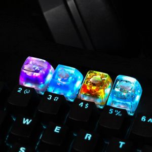 Keyboards 4 PCS Starry Sky Night Sunrise Cloud Handmade Keycaps Artisan Resin Mechanical Backlit Keyboard RGB Keycap For Anne Pro 2 GK64