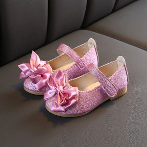 Sneakers Children Glitter Shoes Sequined Fabric Kids Shoes for Toddlers Little Big Girls Ribbon Bowknot Soft Sweet Dress Shoes Drop Ship