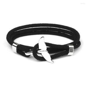 Bracelets de charme Moda Dolphin Fish Tail Rain feito à mão corda náutica velejador de brasilet para homens Surf Surf Beach Jewelry Fawn22303h