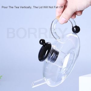 Borrey European Style Glass Teapot med avtagbar filter Öppen Flame Electric Pottery Spis Borosilicate Glass Kettle Coffee Pot