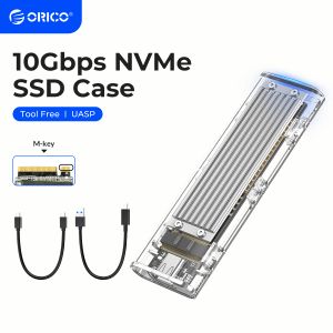 エンクロージャーOrico M2 SSD CASE NVME SSDエンクロージャーM.2からUSB Type C Type c Transparent Hard Drive Enclosuse for NVME PCIE NGFF SATA M/BキーSSDディスク