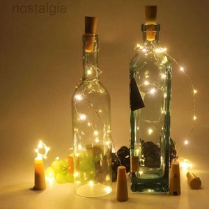 Led Rave Toy 2M 20LED Wine Bottle Lights with Cork LED Christmas String Lights battery Powered Copper Wire Fairy Lights Decor Wedding Xmas 240410