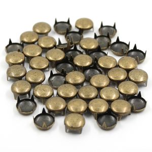 100pcs Round Nieten Gold/Silber/Schwarz/Bronze-Farbspikes 6-12 mm vier Klauenledernieten für Jeans-DIY-Accessoires für Kleidung