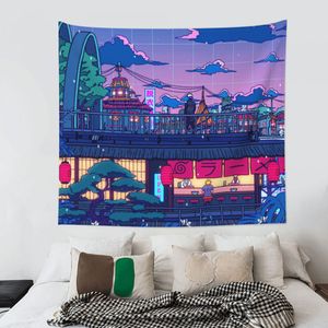 Japansk tonårsrum väggdekor tapestry vägg hängande kawaii sovrum väggdekor makram vägg hängande tarot kort anime tapestry